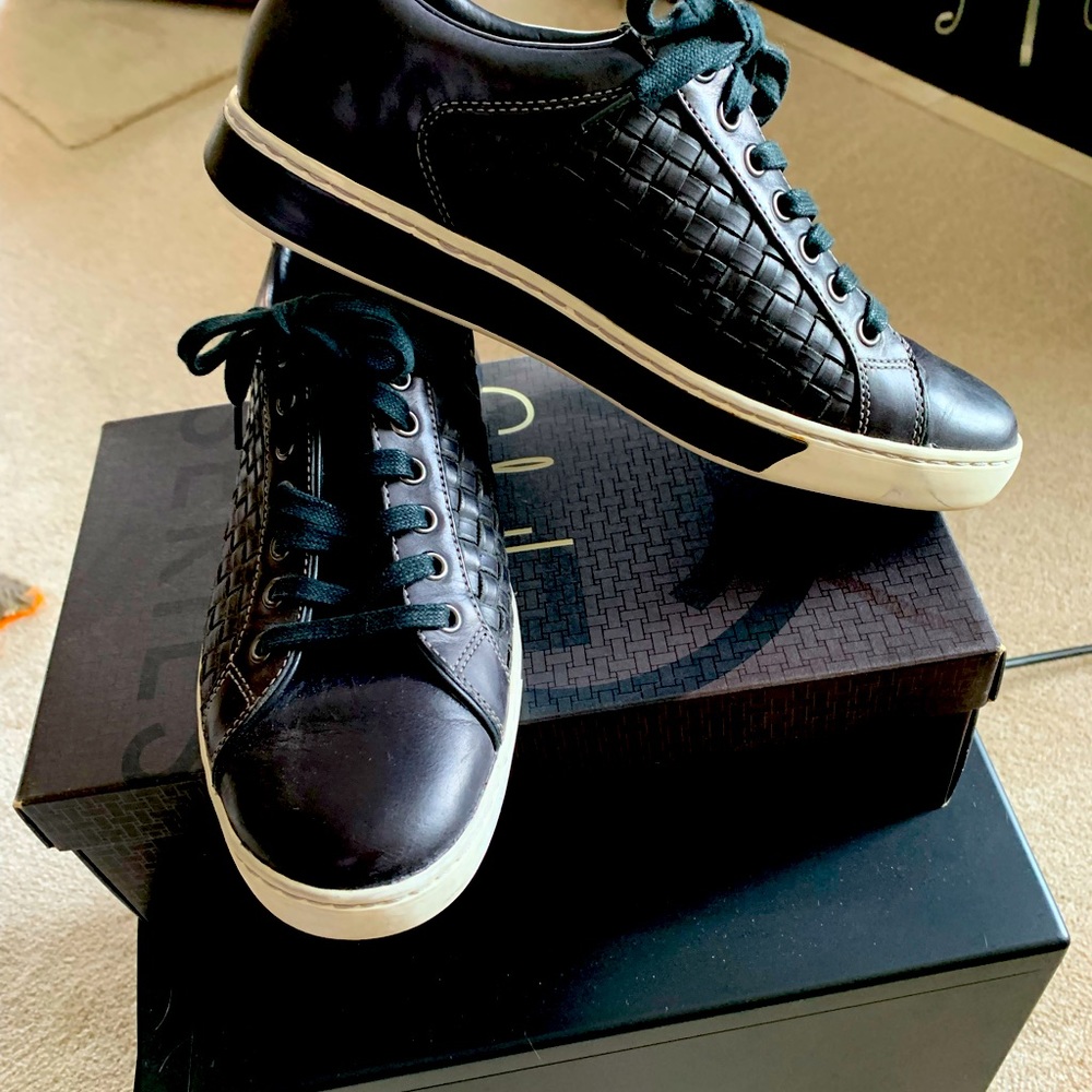 Cole Haan Mens Air Court Woven Black Leather Tennis Shoes. Size 9